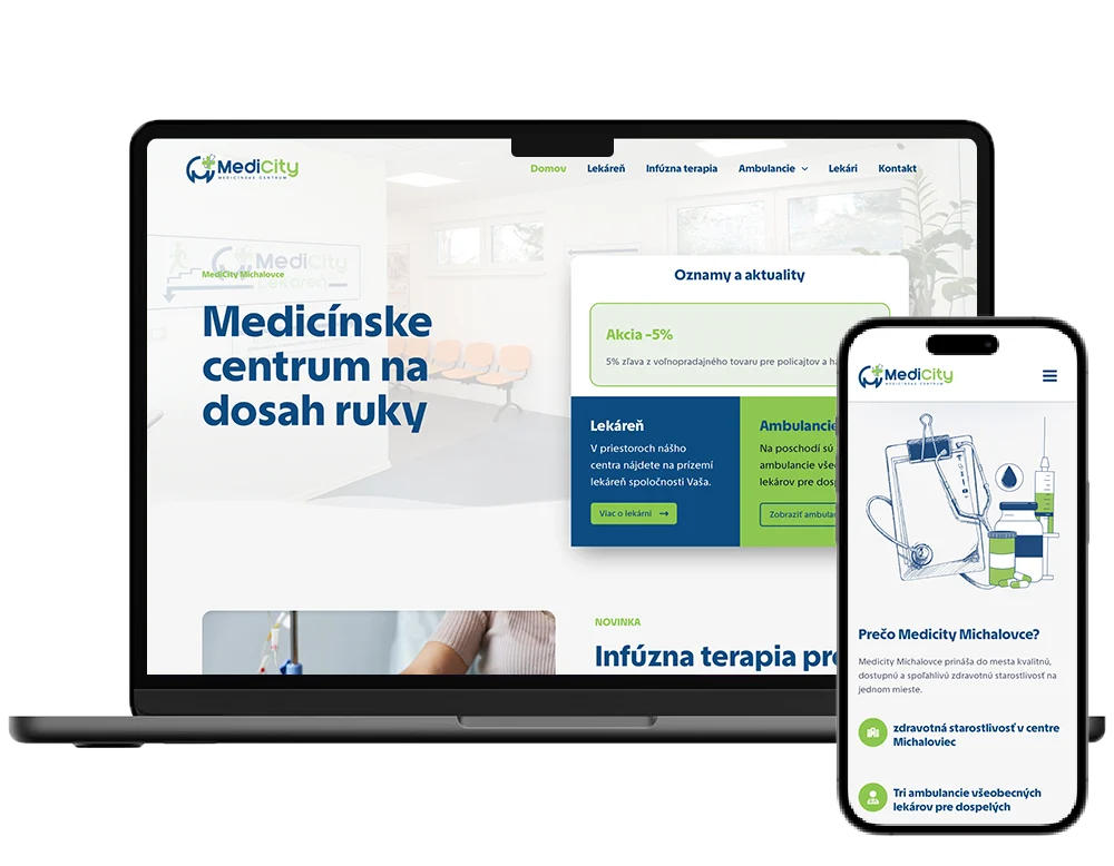 Tvorba web stránky pre medicínske centrum v Michalovciach