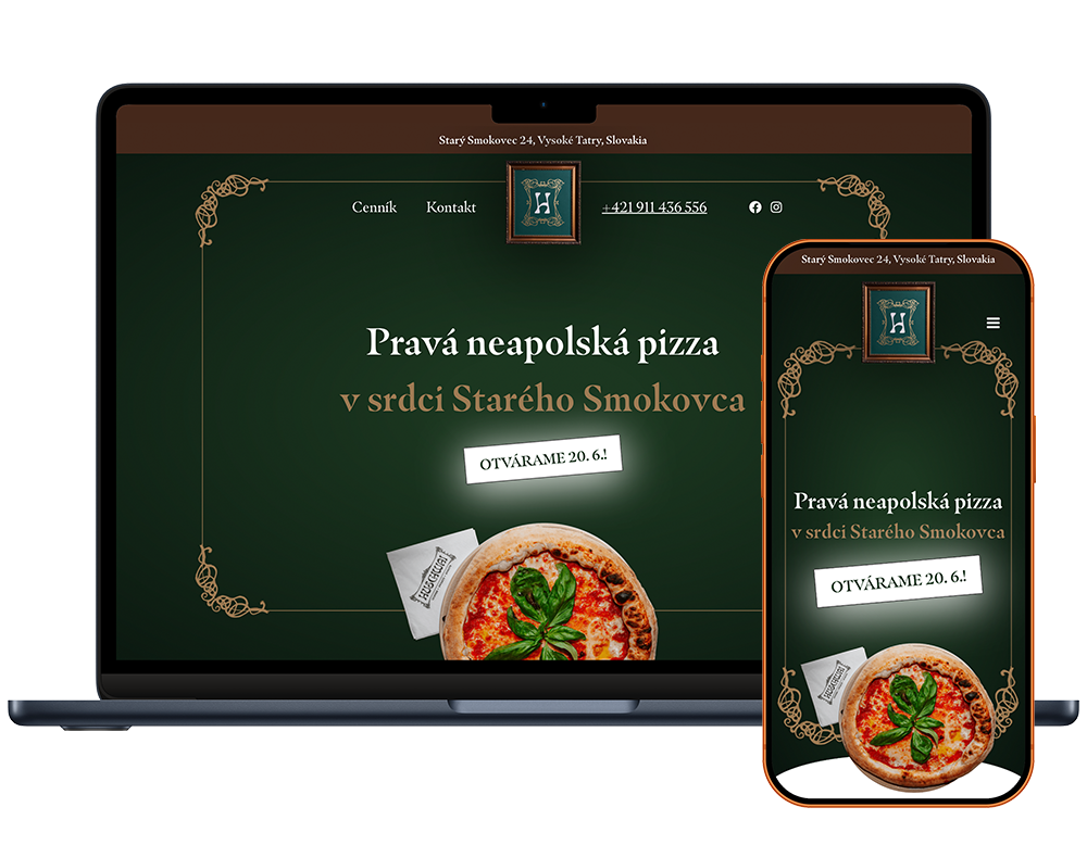 Web stránka pre pizzériu